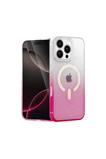 Apple İphone 16 Pro Pummel Shiny Magsafe Kapak - Pembe