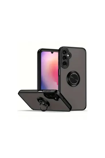 Samsung Galaxy A36 Kılıf Montreal Yüzüklü Silikon Kapak - Siyah