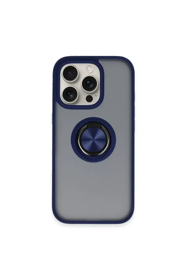 Apple İphone 16 Pro Max Kılıf Montreal Yüzüklü Silikon Kapak - Lacivert Apple İphone 16 Pro Max Kılıf Montreal Yüzüklü Silikon Kapak - Lacivert