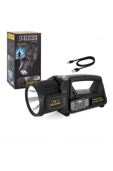Ps-384 Şarjlı Güneş Enerjili Spot Fener Güçlü Led Aydınlatma Powerbank Özellikli Ps-384 Şarjlı Güneş Enerjili Spot Fener Güçlü Led Aydınlatma Powerbank Özellikli