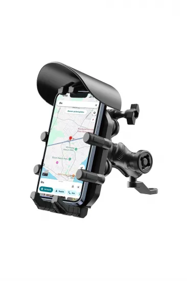 Ayna Bağlantılı Güneş Ve Yağmur Korumalı 360° Derece Ayarlanabilir Motosiklet Telefon Tutucu Ayna Bağlantılı Güneş Ve Yağmur Korumalı 360° Derece Ayarlanabilir Motosiklet Telefon Tutucu