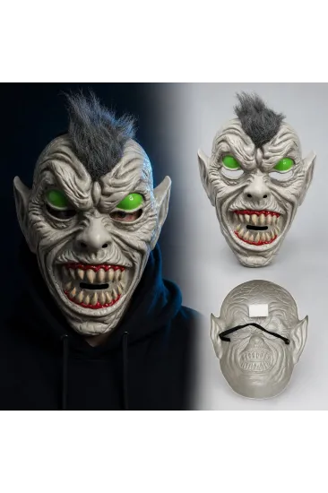 Neon Yeşil Gözlü Saçlı Canavar Plastik Maske
