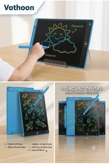20 Inc Renkli Lcd Grafik Dijital Kalemli Çizim Tableti Yazı Tahta Not Yazma Eğitim Tableti Mavi 20 Inc Renkli Lcd Grafik Dijital Kalemli Çizim Tableti Yazı Tahta Not Yazma Eğitim Tableti Mavi