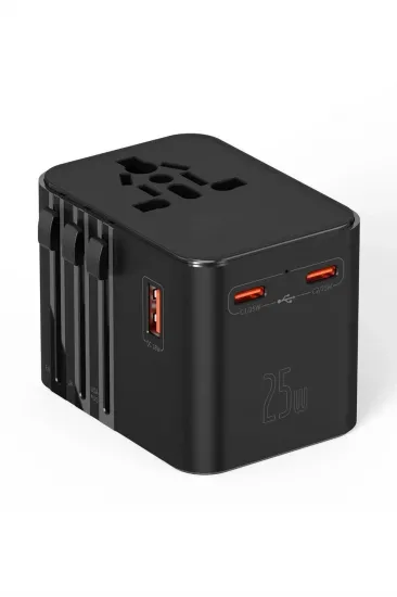 25w Evrensel Seyahat Adaptörü, Eu/us/uk/au Priz Dönüştürücü, 1x Usb, 2x Type-c Hızlı Şarj 25w Evrensel Seyahat Adaptörü, Eu/us/uk/au Priz Dönüştürücü, 1x Usb, 2x Type-c Hızlı Şarj