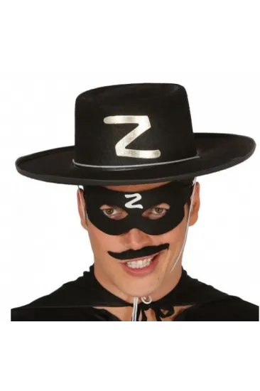 Z Logolu Yetişkin Zorro Şapkası Ve Zorro Maskesi Z Logolu Yetişkin Zorro Şapkası Ve Zorro Maskesi