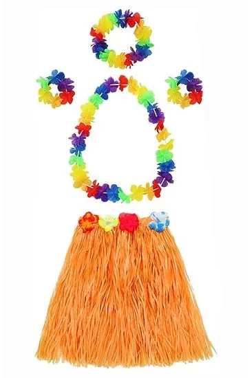 Yetişkin Ve Çocuk Uyumlu Luau Aloha Hawaii Turuncu Etek Ve Renkli Kolye Taç 2 Adet Bileklik Seti Yetişkin Ve Çocuk Uyumlu Luau Aloha Hawaii Turuncu Etek Ve Renkli Kolye Taç 2 Adet Bileklik Seti