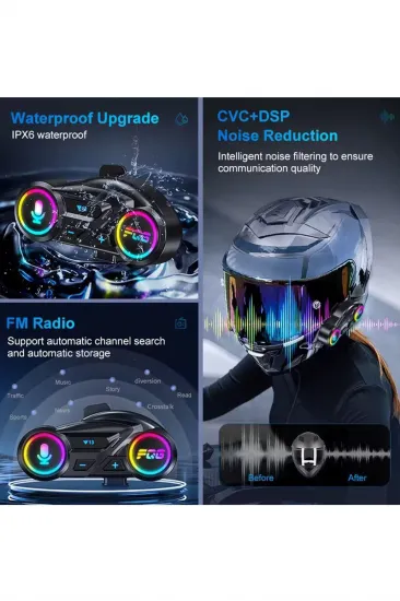 Y13 Motor Kask Kulaklık Rgb Modlu Radyolu Motosiklet Kulaklık 5.3 Bluetooth Intercom Y13 Motor Kask Kulaklık Rgb Modlu Radyolu Motosiklet Kulaklık 5.3 Bluetooth Intercom