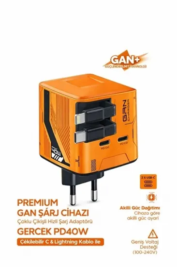 Gan+ Pd 40w Hızlı Şarj Adaptörü Çoklu Çıkış Usb-c Lightning Kablolu Hızlı Şarj Cihazı Ev Ofis Uyumlu Turuncu Gan+ Pd 40w Hızlı Şarj Adaptörü Çoklu Çıkış Usb-c Lightning Kablolu Hızlı Şarj Cihazı Ev Ofis Uyumlu Turuncu