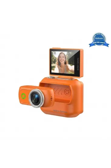1080p Dijital Video Kamera (32gb) Kart Dijital Vlog Fotoğraf Makinesi  Türkçe  Turuncu