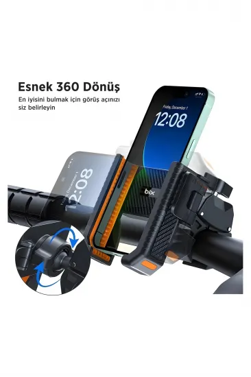 Gidon Bağlantılı Bisiklet Motosiklet İçin Esnek Abs 4-7.8″ İnç Telefon Tutucu 360° Dönebilen Tasarım Gidon Bağlantılı Bisiklet Motosiklet İçin Esnek Abs 4-7.8″ İnç Telefon Tutucu 360° Dönebilen Tasarım