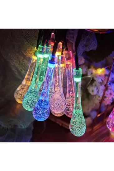 7m 50 Led Damla 8 Fonksiyonlu Solar Panelli-rgb