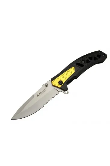4191 Sarı Kamp Çakı 21cm - Yarı Otomatik, Kemerlikli, Testere Detaylı, Desenli Sap 4191 Sarı Kamp Çakı 21cm - Yarı Otomatik, Kemerlikli, Testere Detaylı, Desenli Sap