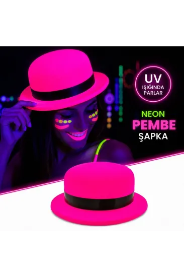 Neon Pembe Uv Parti Şapkası Plastik Neon Pembe Uv Parti Şapkası Plastik