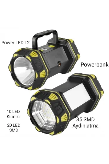 F.b.ı F-262 Yeni Güçlü Çift Taraflı Taşınabilir Spot Ve Işıldak Usb Powerbank Şarjlı Fener
