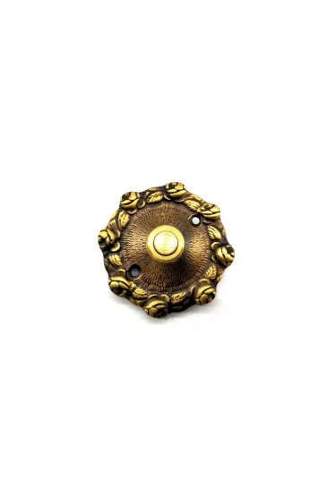 Antika Tarz Dekoratif Pirinç Güllü Kapı Zili - 75mm, Antik Antika Tarz Dekoratif Pirinç Güllü Kapı Zili - 75mm, Antik