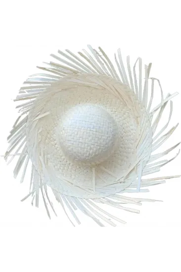 Tropikal Parti Beyaz Hasır Hawaii Şapkası 13x36 Cm Tropikal Parti Beyaz Hasır Hawaii Şapkası 13x36 Cm