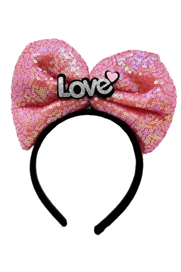 Led Işıklı 3 Farklı Fonksiyonda Yanan Gümüş Love Yazılı Fuşya Pembe Fiyonk Taç 20x17 Cm Led Işıklı 3 Farklı Fonksiyonda Yanan Gümüş Love Yazılı Fuşya Pembe Fiyonk Taç 20x17 Cm
