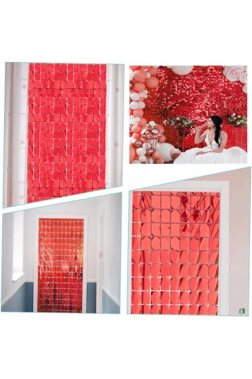 Ekstra Metalize Kırmızı Renk Disko Dikdörtgen Kesim Kapı Perdesi Dekorasyon 1x2 Metre Ekstra Metalize Kırmızı Renk Disko Dikdörtgen Kesim Kapı Perdesi Dekorasyon 1x2 Metre