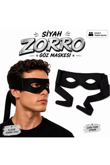 Siyah Zorro Göz Maskesi – Bağlamalı Parti Ve Kostüm Aksesuarı