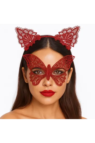 Gösterişli Kırmızı Dantel Maske Ve Taç Seti 7 No – Masquerade Ve Davetler İçin Gösterişli Kırmızı Dantel Maske Ve Taç Seti 7 No – Masquerade Ve Davetler İçin