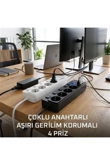 Akım Korumalı 4’lü Priz 2xusb 2xtype-c Çıkış Yüksek Gerilim Koruma Priz Çoğaltıcı Akım Korumalı 4’lü Priz 2xusb 2xtype-c Çıkış Yüksek Gerilim Koruma Priz Çoğaltıcı