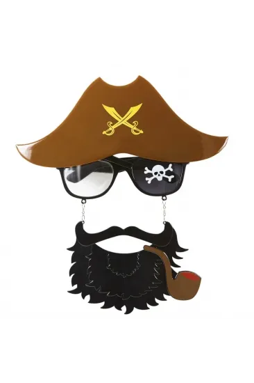 Kahve Renk Şapkalı Siyah Sakallı Pipolu Jack Sparrow Denizci Korsan Gözlüğü 24x25 Cm Kahve Renk Şapkalı Siyah Sakallı Pipolu Jack Sparrow Denizci Korsan Gözlüğü 24x25 Cm