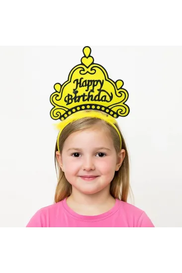 Sarı Happy Birthday Prenses Tacı – Doğum Günü Taç Aksesuarı Sarı Happy Birthday Prenses Tacı – Doğum Günü Taç Aksesuarı