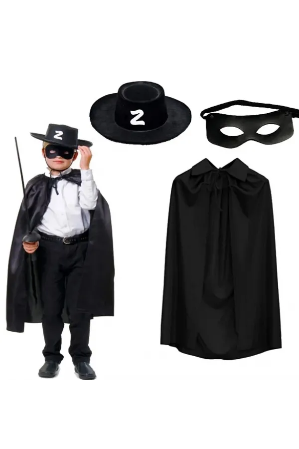 Zorro Pelerini Şapkası Ve Maske Seti Çocuk Boy Zorro Pelerini Şapkası Ve Maske Seti Çocuk Boy