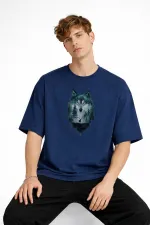 Wolf - Oversize Erkek Tişört Koyu Mavi Wolf - Oversize Erkek Tişört Koyu Mavi