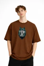 Wolf - Oversize Erkek Tişört KAHVE Wolf - Oversize Erkek Tişört KAHVE