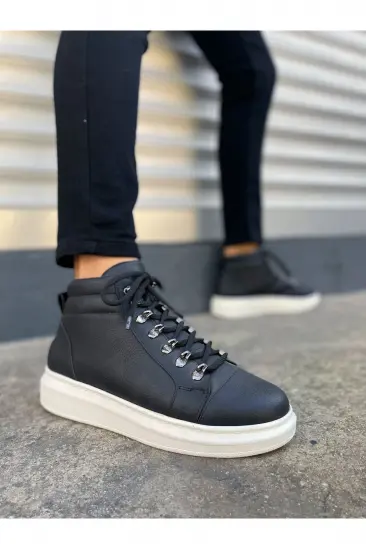 JY206 Ottawa Bağcıklı Ortopedik Taban Cilt Erkek Spor Bot CBT - Siyah JY206 Ottawa Bağcıklı Ortopedik Taban Cilt Erkek Spor Bot CBT - Siyah