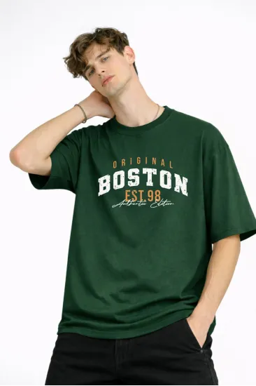 Boston - Baskılı Oversize Tişört HAKI Boston - Baskılı Oversize Tişört HAKI