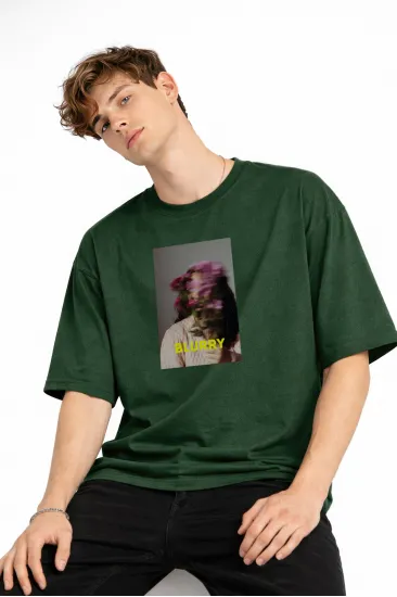 Blurry - Oversize Erkek Tişört HAKI