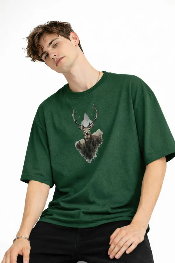Deer - Oversize Erkek Tişört HAKI Deer - Oversize Erkek Tişört HAKI