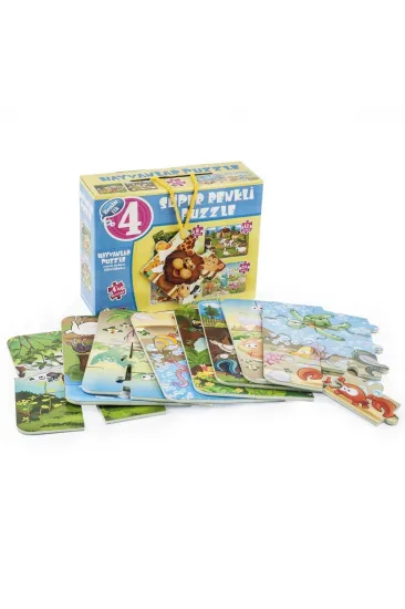 1481 DıyToy Süper Renkli 4'lü Puzzle - Hayvanlar / 8+12+16+24 Parça Puzzle 1481 DıyToy Süper Renkli 4'lü Puzzle - Hayvanlar / 8+12+16+24 Parça Puzzle