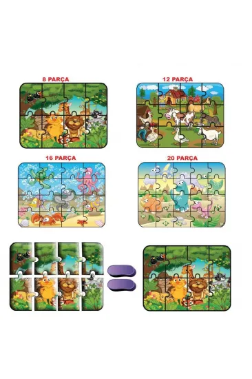 1481 DıyToy Süper Renkli 4'lü Puzzle - Hayvanlar / 8+12+16+24 Parça Puzzle 1481 DıyToy Süper Renkli 4'lü Puzzle - Hayvanlar / 8+12+16+24 Parça Puzzle