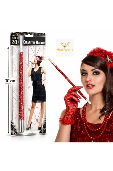 30 cm Kırmızı Payetli Sigara Tutacağı – 1920’ler Gatsby Parti Aksesuarı 30 cm Kırmızı Payetli Sigara Tutacağı – 1920’ler Gatsby Parti Aksesuarı
