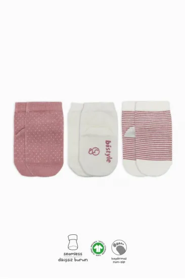 NessiWorld Puanlı Kaymaz Penye Soket Çorap 3'Lü BS10108 Pudra NessiWorld Puanlı Kaymaz Penye Soket Çorap 3'Lü BS10108 Pudra