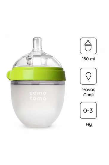 Comotomo Antikolik Silikon Biberon 150 ml 0-3 Ay Yeşil Comotomo Antikolik Silikon Biberon 150 ml 0-3 Ay Yeşil