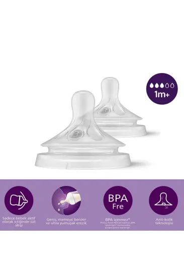 Doğal Tepkili Natural Response 2'Li Biberon Emziği No:3 1+ Ay