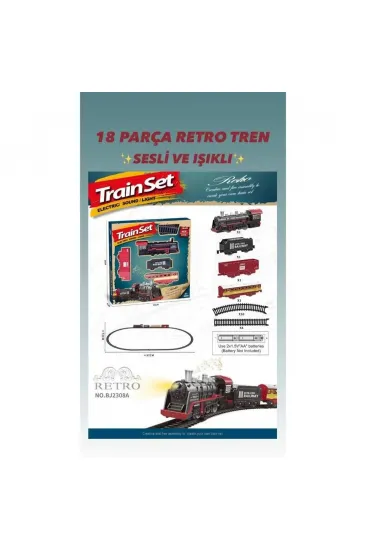 BJ2308A 18 PARÇA SESLİ IŞIKLI RETRO TREN-ŞİM