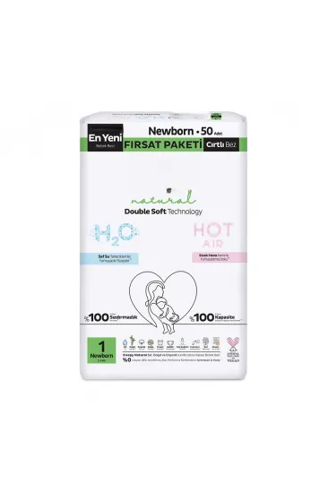 Natural Double Soft Bebek Bezi Fırsat Paketi 1 Beden 50 Adet Natural Double Soft Bebek Bezi Fırsat Paketi 1 Beden 50 Adet