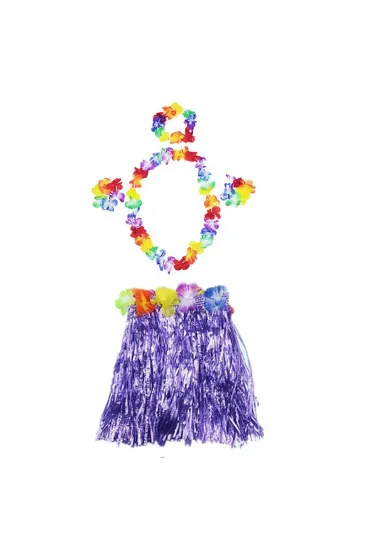 Luau Aloha Hawaii Kolye Etek Taç ve Bileklik Seti Mor Luau Aloha Hawaii Kolye Etek Taç ve Bileklik Seti Mor