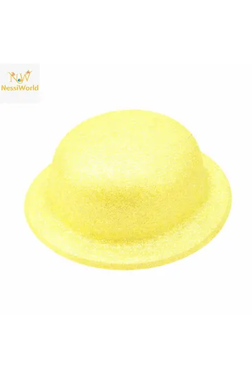 Sarı Simli Melon Şapka | İnce Plastik Glitter Yetişkin Parti Şapkası Sarı Simli Melon Şapka | İnce Plastik Glitter Yetişkin Parti Şapkası