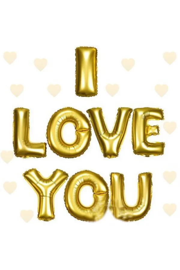 I Love You Folyo Balon Altın Renk 35 CM I Love You Folyo Balon Altın Renk 35 CM