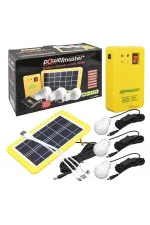 Powermaster Solar Aydınlatma Seti Çok Uçlu 3 Ampullü