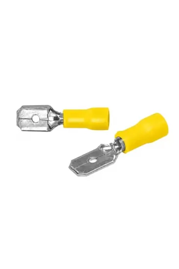Powermaster Pm-39081 4-6mm2 Kesit 24x7x6mm Soket Sarı İzoleli Kablo Pabucu (100'lü Paket) Powermaster Pm-39081 4-6mm2 Kesit 24x7x6mm Soket Sarı İzoleli Kablo Pabucu (100'lü Paket)