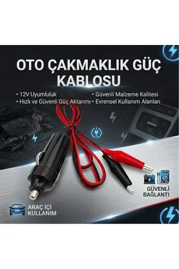 Powermaster Pm-7799 Krokodil Uçlu Araç Çakmak Fişi 1 Metre Kablolu Powermaster Pm-7799 Krokodil Uçlu Araç Çakmak Fişi 1 Metre Kablolu