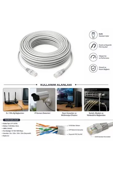 Powermaster Cat5 40 Metre Ethernet Kablo Powermaster Cat5 40 Metre Ethernet Kablo