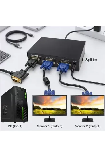 Powermaster 2 Port 250 Mhz Vga Splitter Dağıtıcı Powermaster 2 Port 250 Mhz Vga Splitter Dağıtıcı